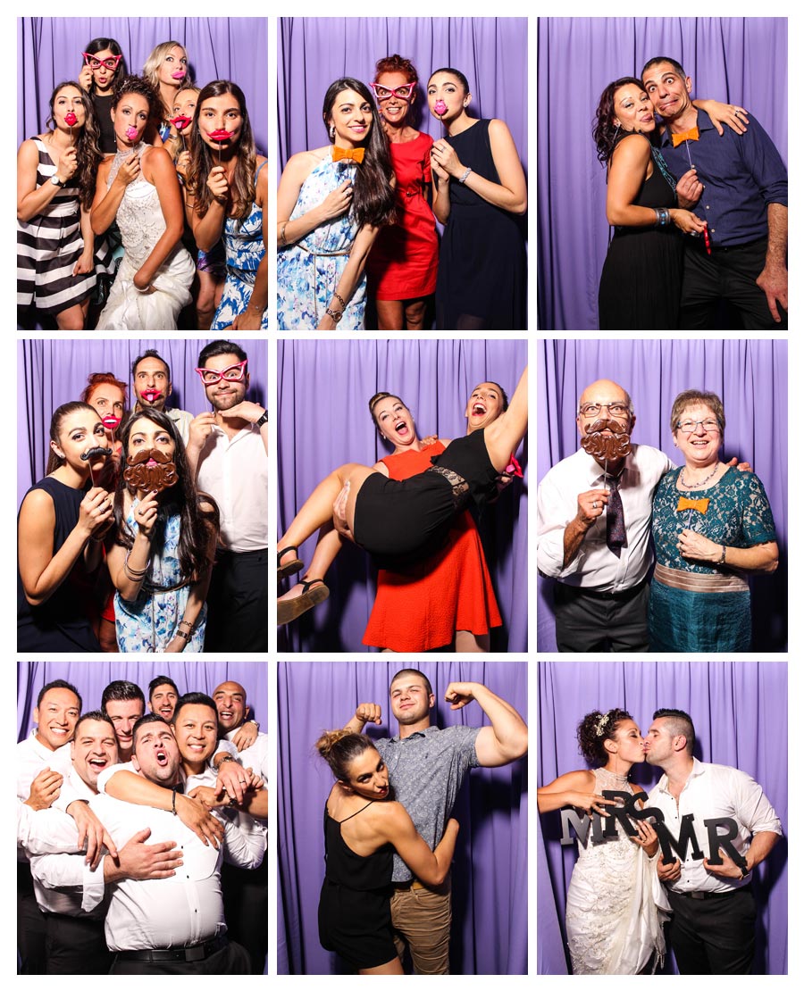 Photobooth at Wedding with Purple Backdrop