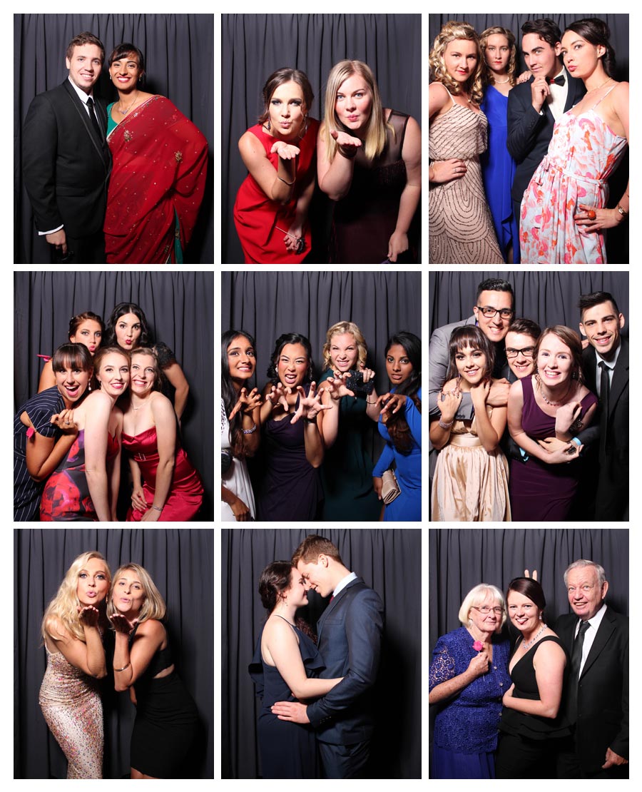 Photo Booth at Graduation Ball with Grey Backdrop
